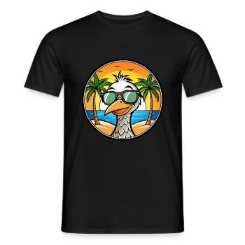 Straußen, Lustig, Cartoon, Sommer, Strand, Sonnenbrille, Cool - Männer T-Shirt - Schwarz - Vorne - AI Model Male 178 light (178cm)