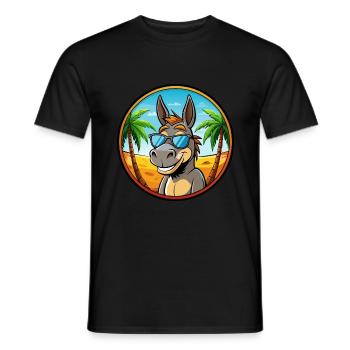 Donkey Funny Cartoon Summer Beach Sunglasses Cool - Men's T-Shirt - black - Front - AI Model Male 178 light (178cm)