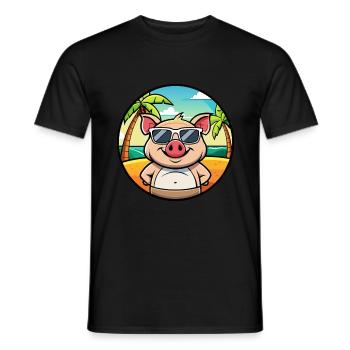 Schwein lustige Cartoon Sommer Strand Sonnenbrille Aufkleber - Männer T-Shirt - Schwarz - Vorne - AI Model Male 178 light (178cm)