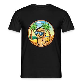 Pony Lustige Cartoon Sommer Strand Sonnenbrille Aufkleber - Männer T-Shirt - Schwarz - Vorne - AI Model Male 178 light (178cm)
