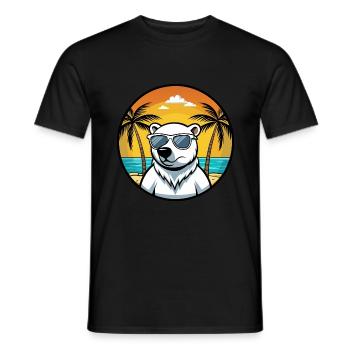 Polar Bear Funny Cartoon Summer Beach Sunglasses - Men's T-Shirt - black - Front - AI Model Male 178 light (178cm)