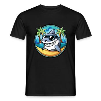 Requin Drôle Dessin Animé Plage D’été Lunettes De Soleil Cool - T-shirt homme - noir - Devant - AI Model Male 178 light (178cm)
