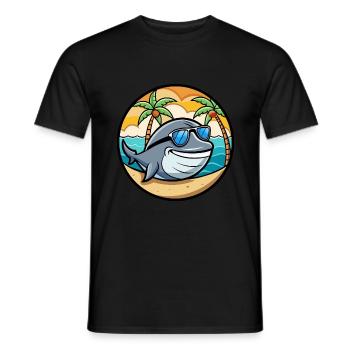 Baleine Drôle Dessin Animé Plage D’été Lunettes De Soleil Cool - T-shirt homme - noir - Devant - AI Model Male 178 light (178cm)