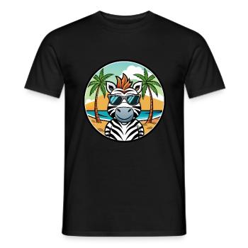 Zebra Funny Cartoon Summer Beach Sunglasses Cool - Men's T-Shirt - black - Front - AI Model Male 178 light (178cm)