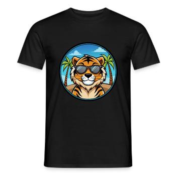 Tiger Lustige Cartoon Sommer Strand Sonnenbrille Cool - Männer T-Shirt - Schwarz - Vorne - AI Model Male 178 light (178cm)