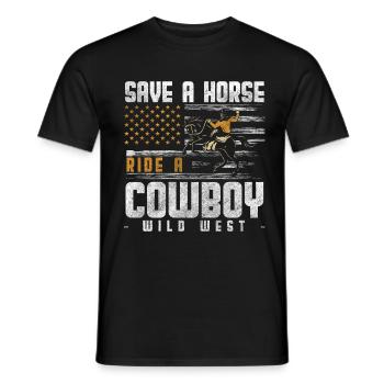Cowboy Revolver Western Master America - Men's T-Shirt - black - Front - AI Model Male 178 light (178cm)
