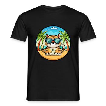 Amerikanische Polydactyl Katzenrasse Cartoon Sonnenbrille - Männer T-Shirt - Schwarz - Vorne - AI Model Male 178 light (178cm)