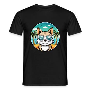 Balinesische Katzenrasse Cartoon Sonnenbrille Strand - Männer T-Shirt - Schwarz - Vorne - AI Model Male 178 light (178cm)