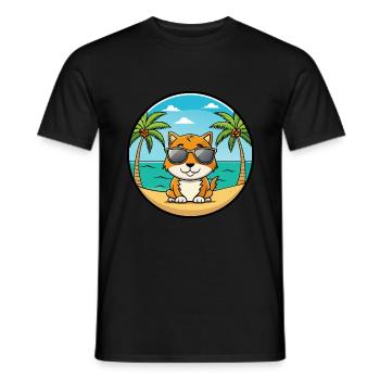 Zypern Katzenrasse Cartoon Sonnenbrille Strand - Männer T-Shirt - Schwarz - Vorne - AI Model Male 178 light (178cm)