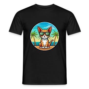 Abessinische Kurzhaarkatze Rasse Cartoon Sonnenbrille - Männer T-Shirt - Schwarz - Vorne - AI Model Male 178 light (178cm)