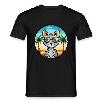Lunettes de soleil de dessin animé de race de chat Mau égyptienne arabe - T-shirt homme - noir - Devant - AI Model Male 178 light (178cm)