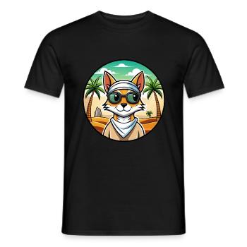 Lunettes de soleil de race de chat Mau arabe de plage - T-shirt homme - noir - Devant - AI Model Male 178 light (178cm)