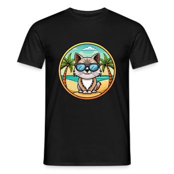 Birma Heilige Katzenrasse Cartoon Sonnenbrille Strand - Männer T-Shirt - Schwarz - Vorne - AI Model Male 178 light (178cm)