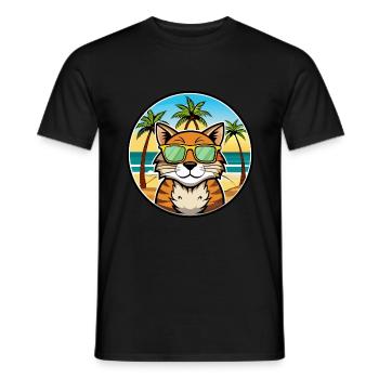 Lunettes de soleil California Spangled Cat Breed Cartoon - T-shirt homme - noir - Devant - AI Model Male 178 light (178cm)