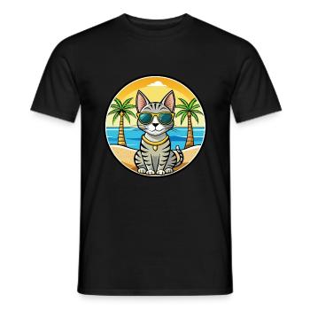 Egyptian Mau Cat Breed Cartoon Sunglasses Beach - Men's T-Shirt - black - Front - AI Model Male 178 light (178cm)
