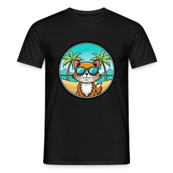 Hantilly Tiffany Katzenrasse Cartoon Sonnenbrille Strand - Männer T-Shirt - Schwarz - Vorne - AI Model Male 178 light (178cm)
