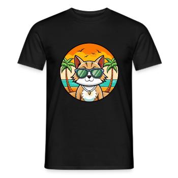 Europäische Kurzhaarkatze Rasse Cartoon Sonnenbrille - Männer T-Shirt - Schwarz - Vorne - AI Model Male 178 light (178cm)