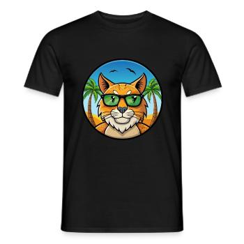 Eurasian Lynx Cat Breed Cartoon Lunettes de soleil Beach - T-shirt homme - noir - Devant - AI Model Male 178 light (178cm)