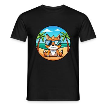German Rex Cat Breed Cartoon Sunglasses Beach - Men's T-Shirt - black - Front - AI Model Male 178 light (178cm)