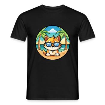 Munchkin Lunettes de soleil de dessin animé de race de chat plage - T-shirt homme - noir - Devant - AI Model Male 178 light (178cm)