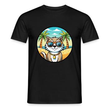 Ragamuffin Lunettes de soleil de dessin animé de race de chat plage - T-shirt homme - noir - Devant - AI Model Male 178 light (178cm)