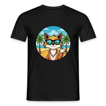Lunettes de soleil de race de chat somalien de dessin animé plage - T-shirt homme - noir - Devant - AI Model Male 178 light (178cm)
