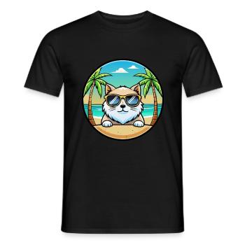 Himalaya-Katzenrasse Cartoon-Sonnenbrille Strand - Männer T-Shirt - Schwarz - Vorne - AI Model Male 178 light (178cm)