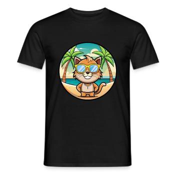 Pixie Bob Katzenrasse Cartoon Sonnenbrille Strand - Männer T-Shirt - Schwarz - Vorne - AI Model Male 178 light (178cm)