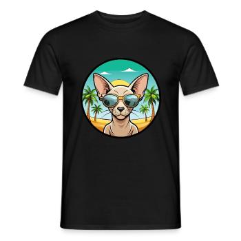 Peterbald Cat Breed Cartoon Lunettes de soleil Beach - T-shirt homme - noir - Devant - AI Model Male 178 light (178cm)