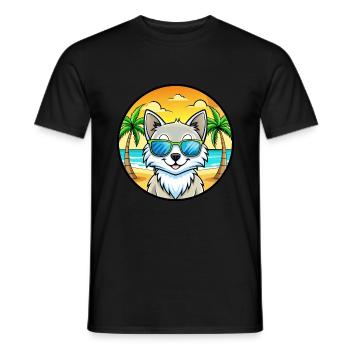 Turkish Angora Cat Breed Cartoon Sunglasses Beach - Men's T-Shirt - black - Front - AI Model Male 178 light (178cm)
