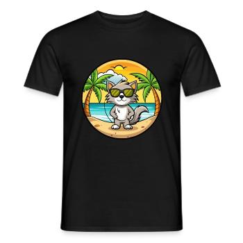 Burmilla Cat Breed Cartoon Sunglasses Beach - Men's T-Shirt - black - Front - AI Model Male 178 light (178cm)
