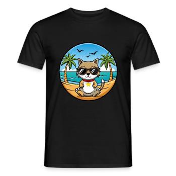 Zypern Katzenrasse Cartoon Sonnenbrille Strand - Männer T-Shirt - Schwarz - Vorne - AI Model Male 178 light (178cm)