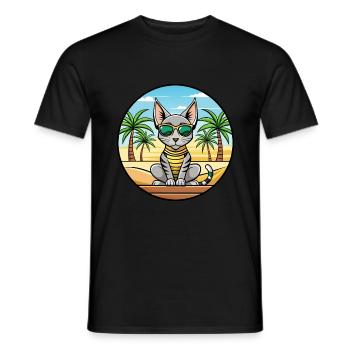 Egyptian Mau Cat Breed Cartoon Sunglasses Beach - Men's T-Shirt - black - Front - AI Model Male 178 light (178cm)