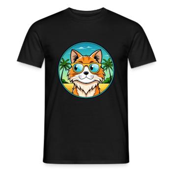 Maine Coon Cat Breed Cartoon Sunglasses Beach - Men's T-Shirt - black - Front - AI Model Male 178 light (178cm)