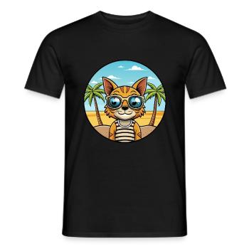 Ocicat Breed Cartoon Sonnenbrille Strand - Männer T-Shirt - Schwarz - Vorne - AI Model Male 178 light (178cm)