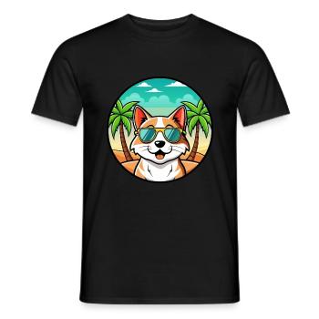Balinesische Katzenrasse Cartoon Sonnenbrille Strand - Männer T-Shirt - Schwarz - Vorne - AI Model Male 178 light (178cm)