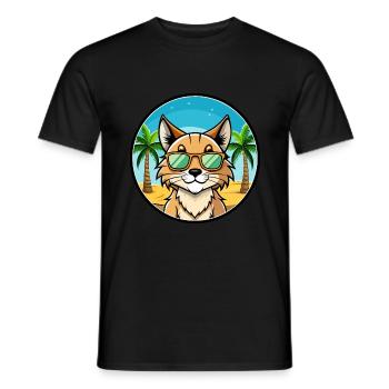 Eurasian Lynx Cat Breed Cartoon Lunettes de soleil Beach - T-shirt homme - noir - Devant - AI Model Male 178 light (178cm)