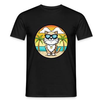 Birma Heilige Katzenrasse Cartoon Sonnenbrille Strand - Männer T-Shirt - Schwarz - Vorne - AI Model Male 178 light (178cm)
