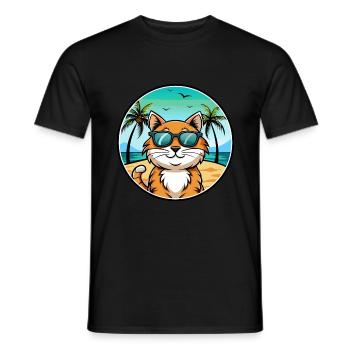 Lunettes de soleil California Spangled Cat Breed Cartoon - T-shirt homme - noir - Devant - AI Model Male 178 light (178cm)