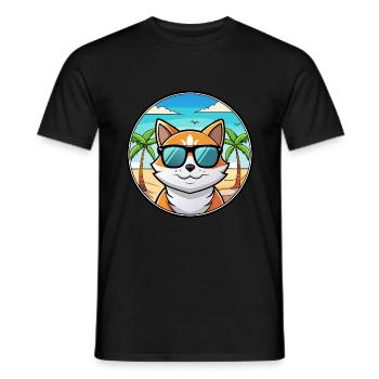 Lunettes de soleil de dessin animé de race de chat calicot dilué plage - T-shirt homme - noir - Devant - AI Model Male 178 light (178cm)