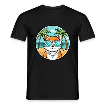 Hantilly Tiffany Katzenrasse Cartoon Sonnenbrille Strand - Männer T-Shirt - Schwarz - Vorne - AI Model Male 178 light (178cm)