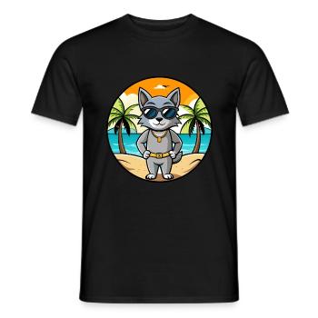 Korat Cat Breed Cartoon Sunglasses Beach - Men's T-Shirt - black - Front - AI Model Male 178 light (178cm)
