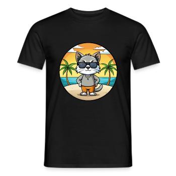Javanische Katzenrasse Cartoon Sonnenbrille Strand - Männer T-Shirt - Schwarz - Vorne - AI Model Male 178 light (178cm)