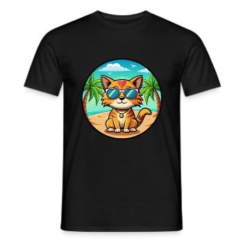Munchkin Lunettes de soleil de dessin animé de race de chat plage - T-shirt homme - noir - Devant - AI Model Male 178 light (178cm)