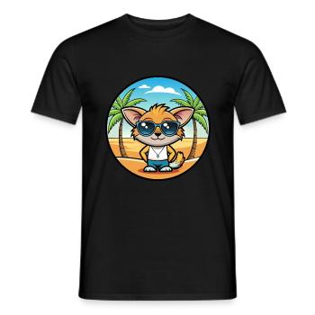 Pixie Bob Katzenrasse Cartoon Sonnenbrille Strand - Männer T-Shirt - Schwarz - Vorne - AI Model Male 178 light (178cm)
