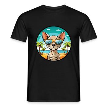 Peterbald Cat Breed Cartoon Lunettes de soleil Beach - T-shirt homme - noir - Devant - AI Model Male 178 light (178cm)