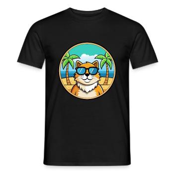 Ragamuffin Lunettes de soleil de dessin animé de race de chat plage - T-shirt homme - noir - Devant - AI Model Male 178 light (178cm)