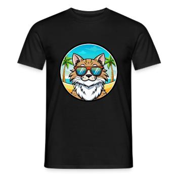 Maine Coon Cat Breed Cartoon Sunglasses Beach - Men's T-Shirt - black - Front - AI Model Male 178 light (178cm)