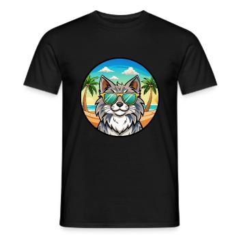 Forêt norvégienne Race Dessin animé Lunettes de soleil Plage - T-shirt homme - noir - Devant - AI Model Male 178 light (178cm)