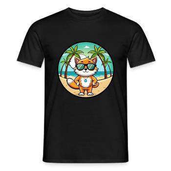 Khao Manee Cat Breed Cartoon Lunettes de soleil Beach - T-shirt homme - noir - Devant - AI Model Male 178 light (178cm)